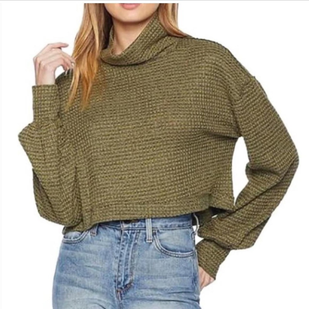 Olive Green Turtleneck Sweater for Women